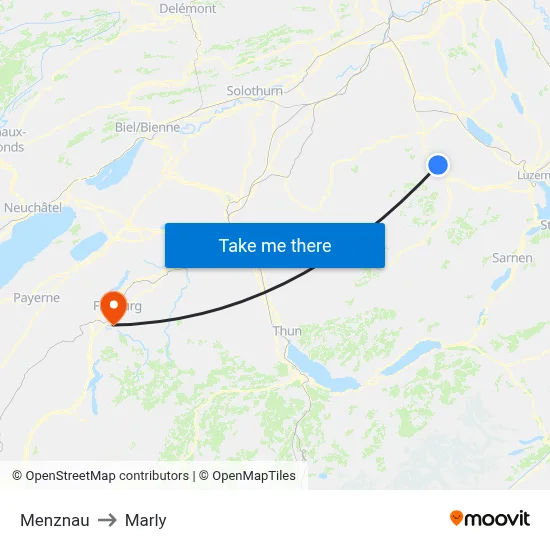Menznau to Marly map