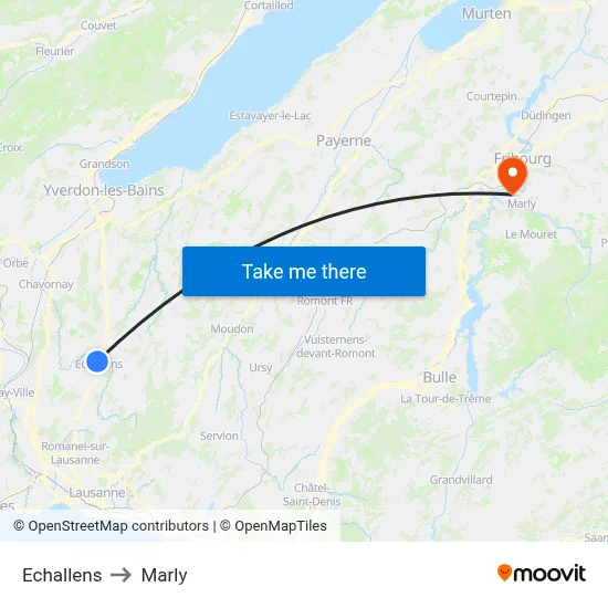Echallens to Marly map