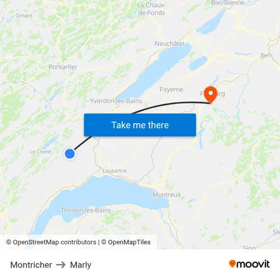 Montricher to Marly map