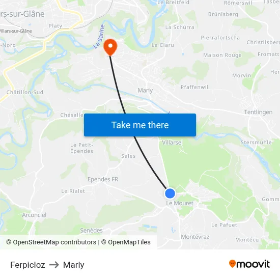 Ferpicloz to Marly map