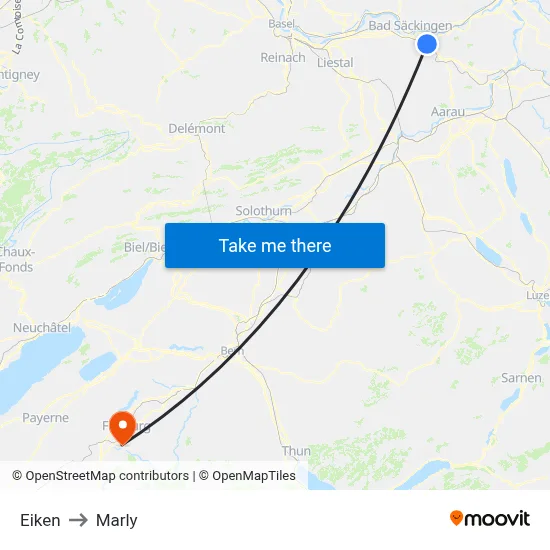 Eiken to Marly map