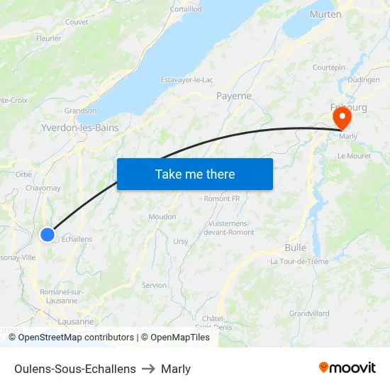 Oulens-Sous-Echallens to Marly map