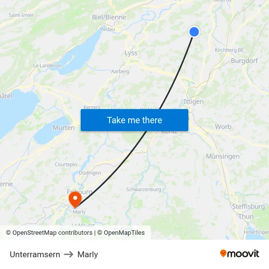 Unterramsern to Marly map