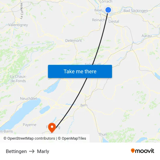 Bettingen to Marly map