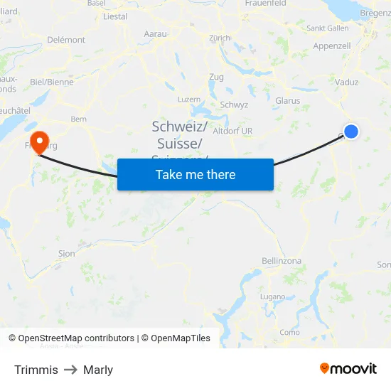 Trimmis to Marly map