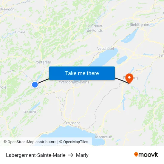 Labergement-Sainte-Marie to Marly map