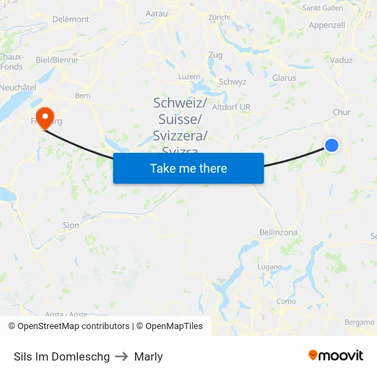 Sils Im Domleschg to Marly map
