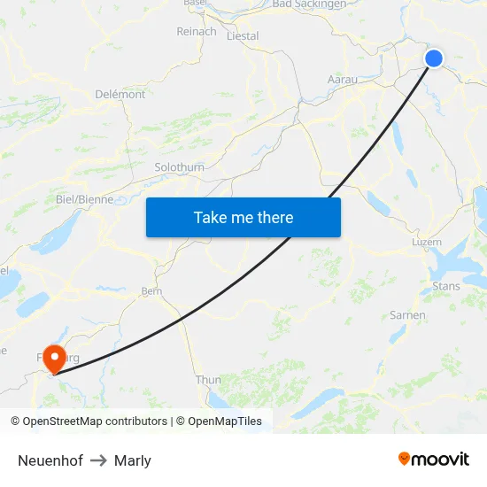 Neuenhof to Marly map