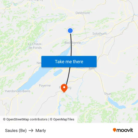 Saules (Be) to Marly map