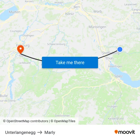 Unterlangenegg to Marly map