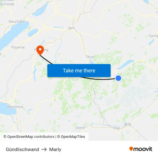 Gündlischwand to Marly map