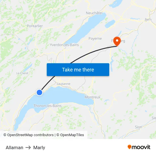Allaman to Marly map