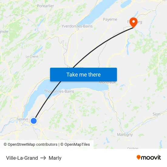 Ville-La-Grand to Marly map