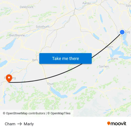 Cham to Marly map