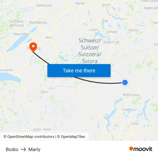 Bodio to Marly map