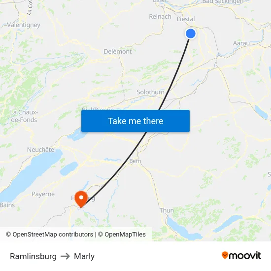 Ramlinsburg to Marly map