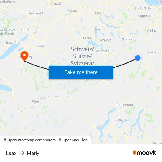 Laax to Marly map