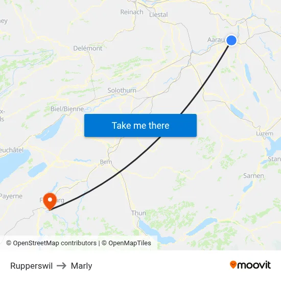 Rupperswil to Marly map