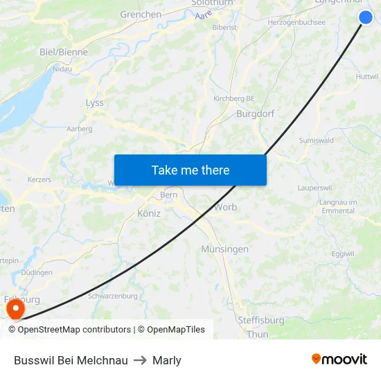 Busswil Bei Melchnau to Marly map