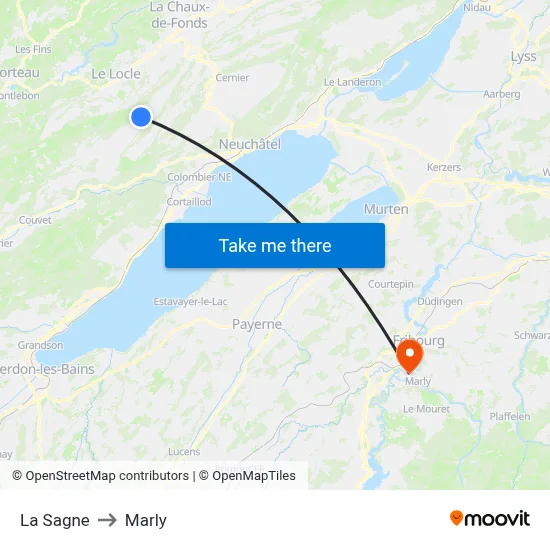 La Sagne to Marly map