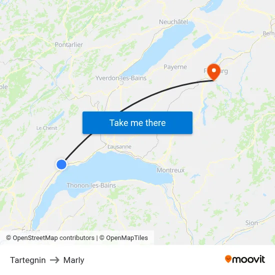 Tartegnin to Marly map