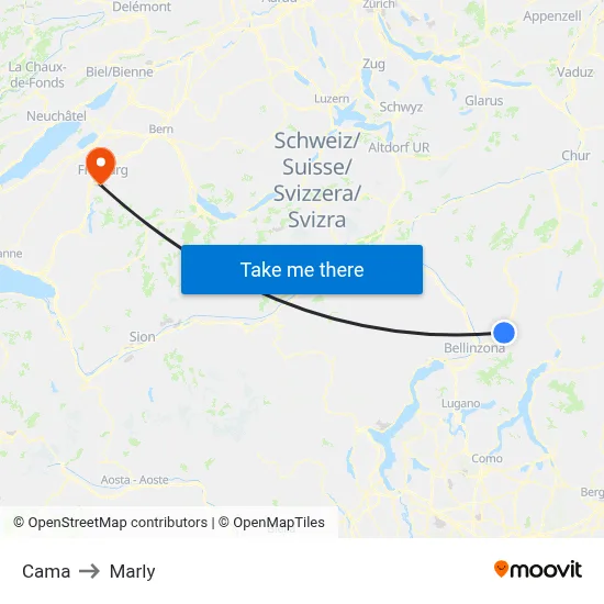 Cama to Marly map