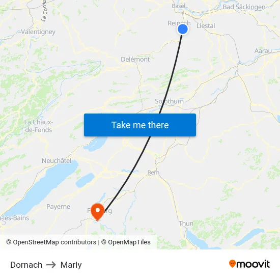Dornach to Marly map