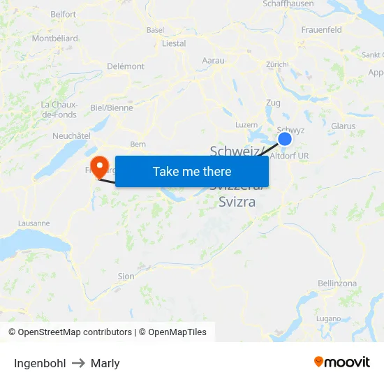 Ingenbohl to Marly map