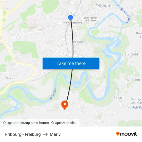 Fribourg - Freiburg to Marly map