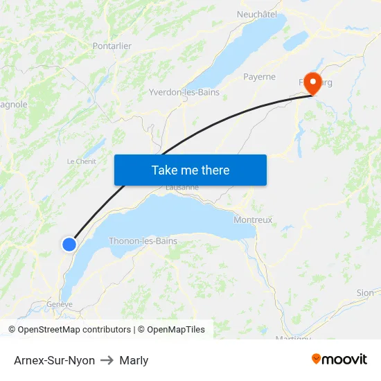 Arnex-Sur-Nyon to Marly map