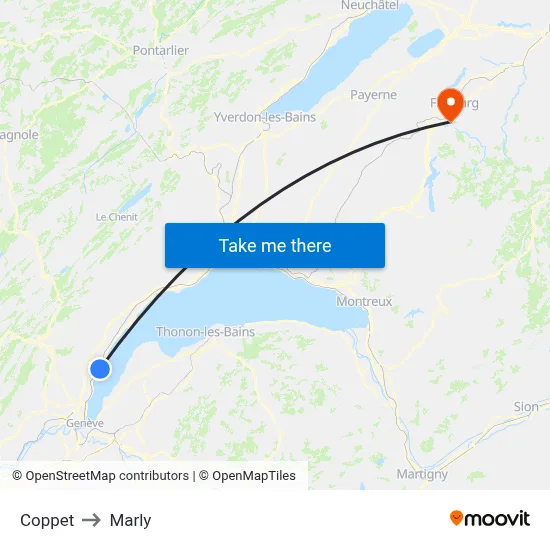 Coppet to Marly map