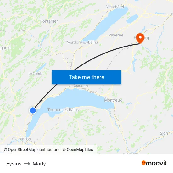 Eysins to Marly map