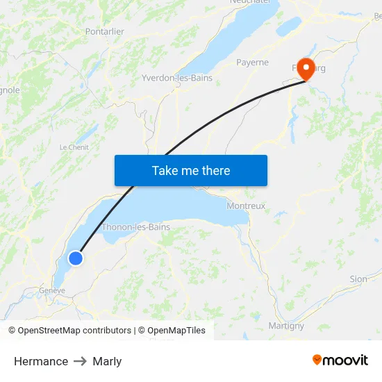 Hermance to Marly map