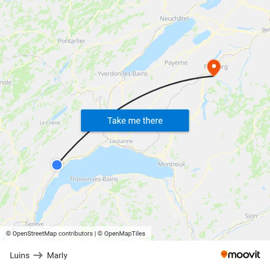 Luins to Marly map