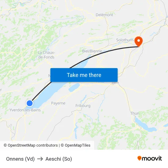Onnens (Vd) to Aeschi (So) map