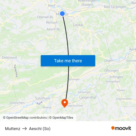 Muttenz to Aeschi (So) map
