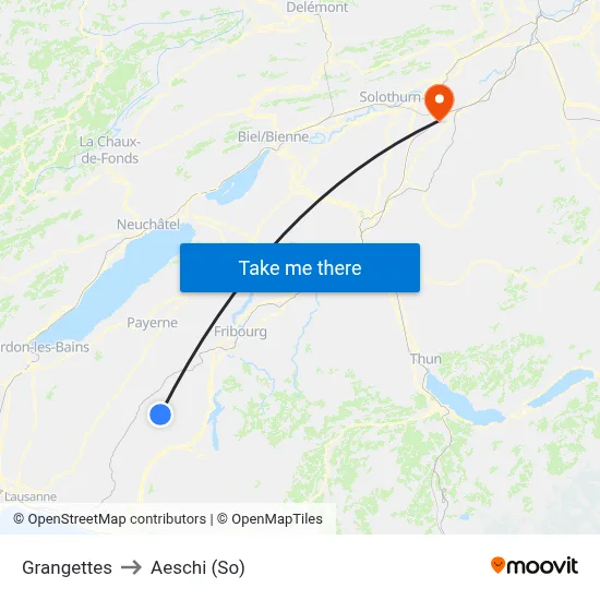 Grangettes to Aeschi (So) map