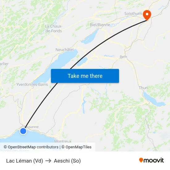 Lac Léman (Vd) to Aeschi (So) map