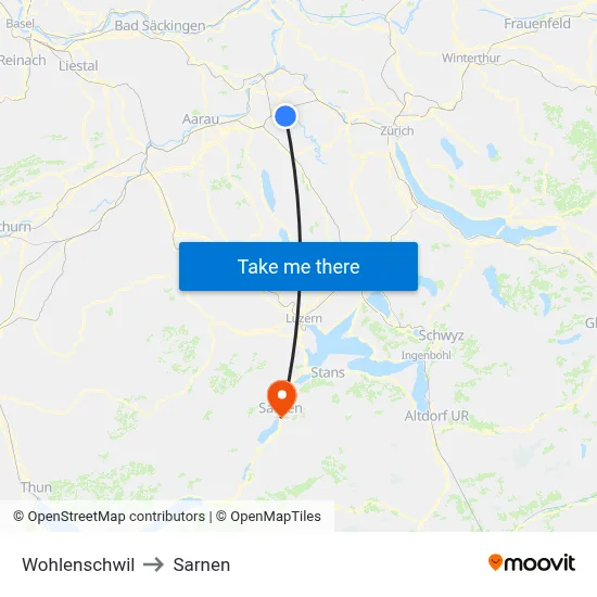 Wohlenschwil to Sarnen map