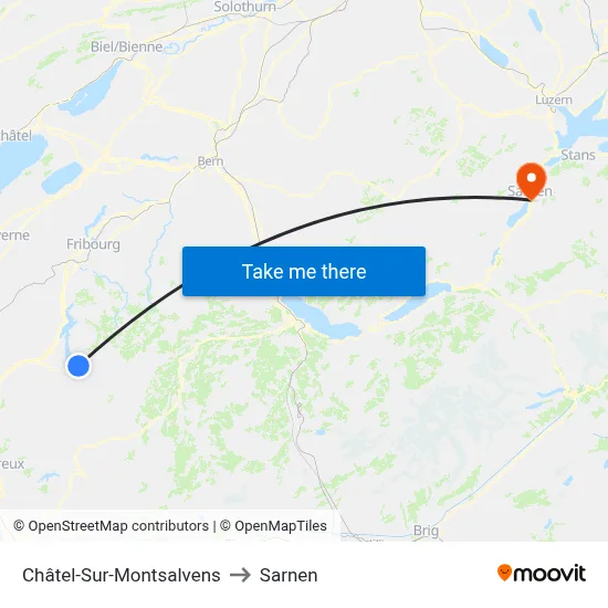 Châtel-Sur-Montsalvens to Sarnen map