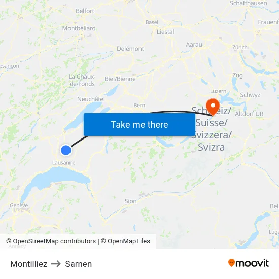 Montilliez to Sarnen map