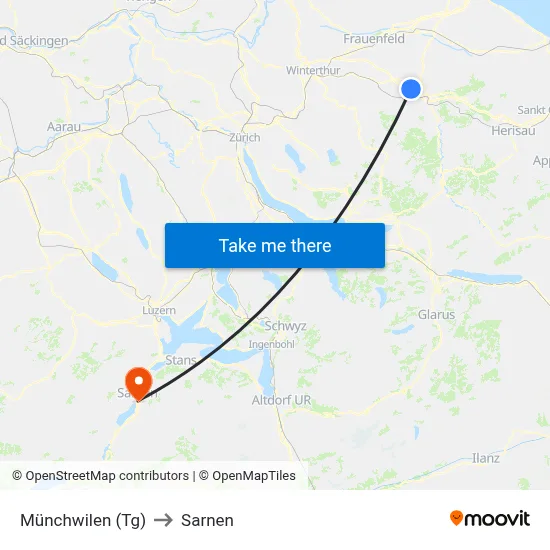 Münchwilen (Tg) to Sarnen map
