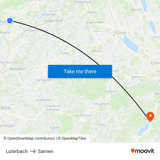 Luterbach to Sarnen map