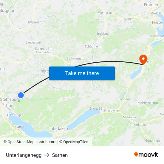 Unterlangenegg to Sarnen map