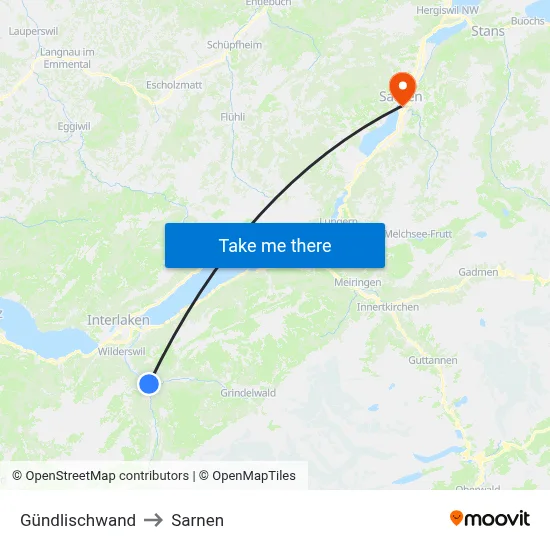 Gündlischwand to Sarnen map