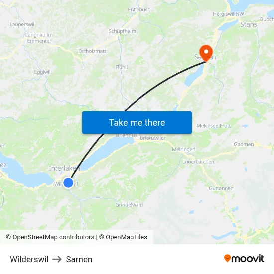 Wilderswil to Sarnen map