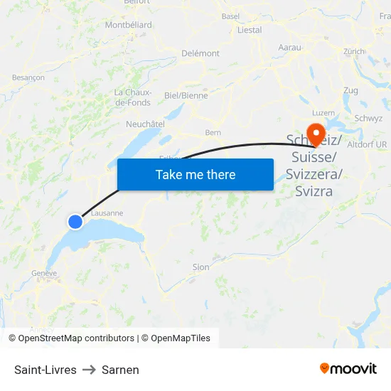 Saint-Livres to Sarnen map