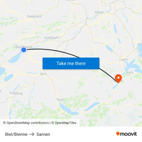 Biel/Bienne to Sarnen map