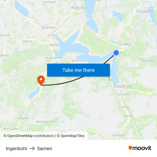 Ingenbohl to Sarnen map