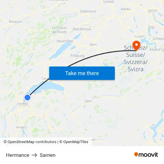 Hermance to Sarnen map